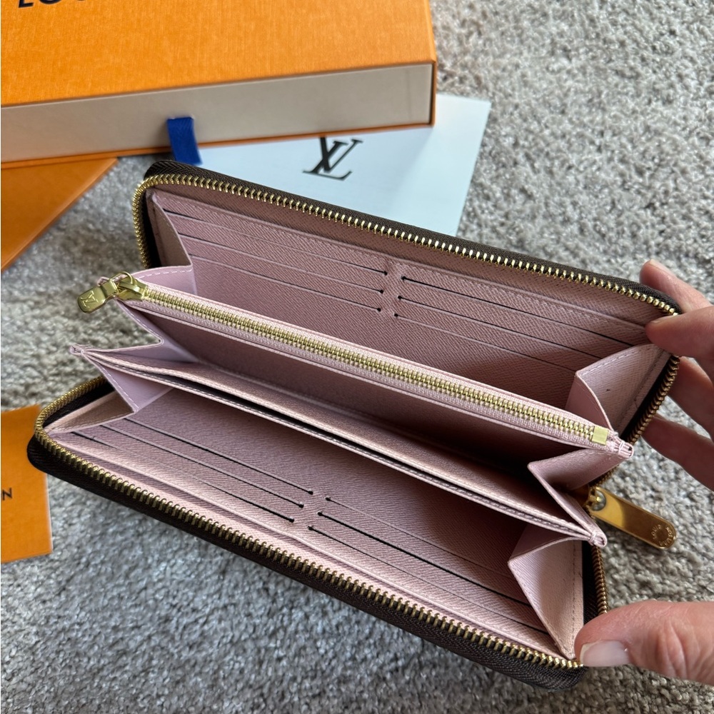 LV zippy monogram wallet rose ballerine pink logo Louis Vuitton canvas long - Picture 2 of 10